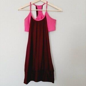 LULULEMON No Limit Tank Pink & Purple Bulit in Bra Sz 2 / XS Flawed